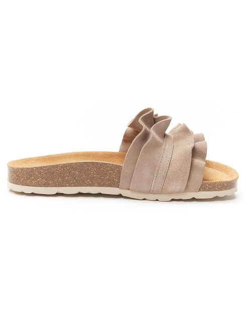 Mules en Velours de Cuir Sofia taupe