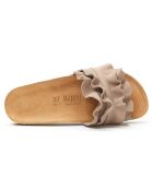 Mules en Velours de Cuir Sofia taupe