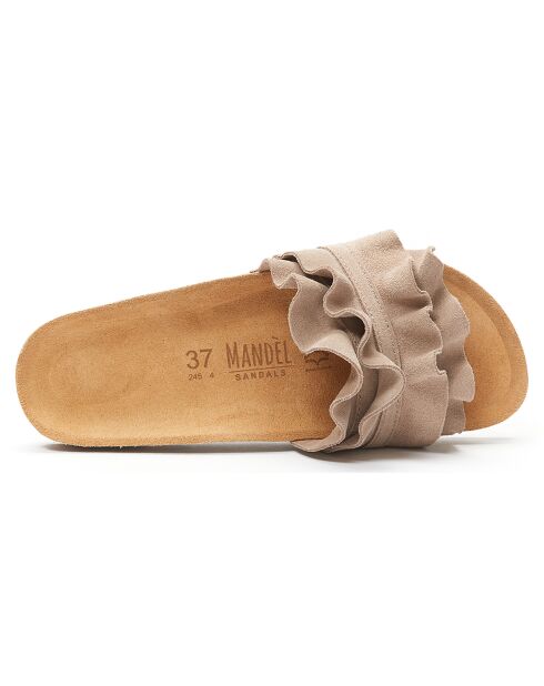 Mules en Velours de Cuir Sofia taupe