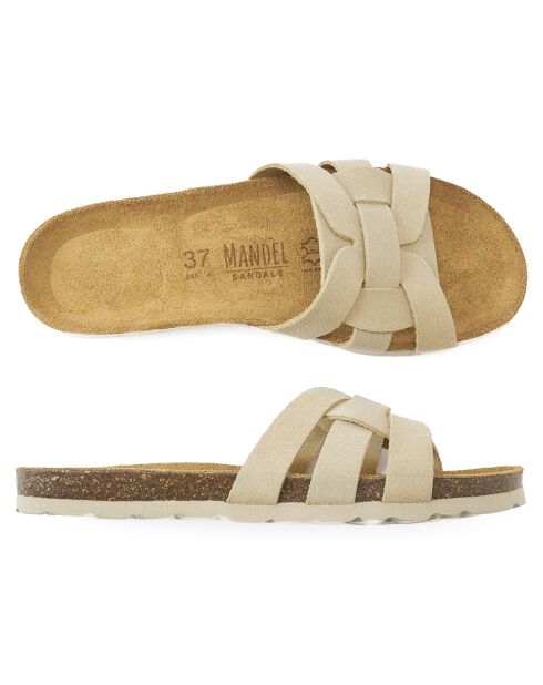 Mules Clara de piel aterciopelada beige