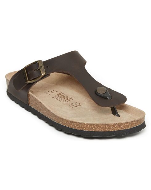 Sandales en Cuir Blanca marron