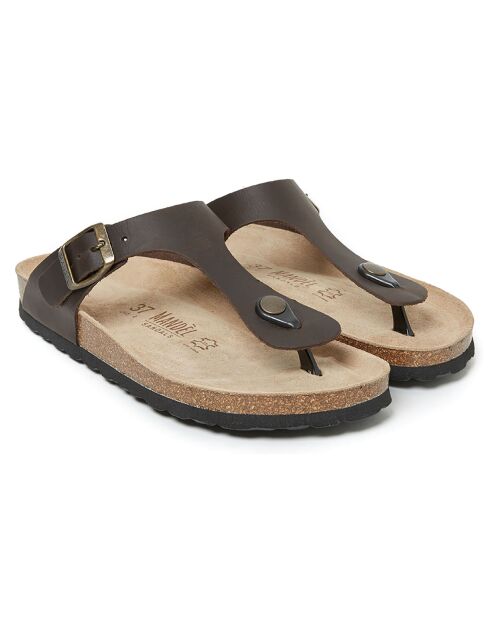 Sandales en Cuir Blanca marron