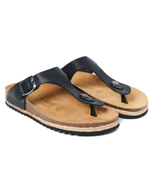 Sandalias de piel negra Blanca