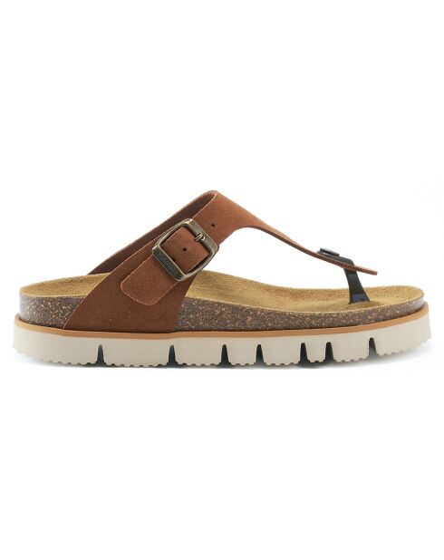 Sandales en Velours de Cuir Blanca marron