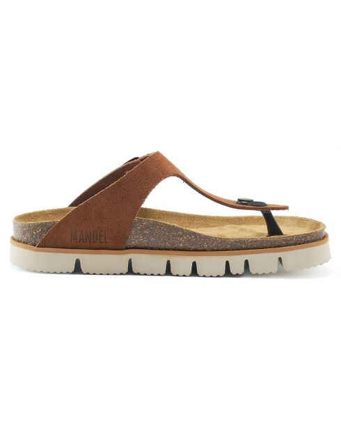 Sandales en Velours de Cuir Blanca marron