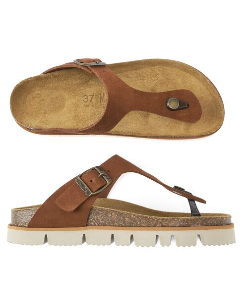 Sandales en Velours de Cuir Blanca marron
