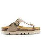 Sandales en Velours de Cuir Blanca taupe