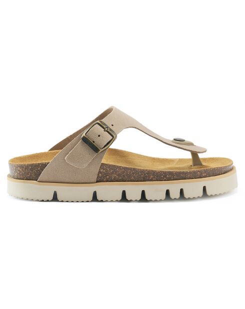 Sandales en Velours de Cuir Blanca taupe