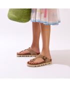 Sandales en Velours de Cuir Blanca taupe