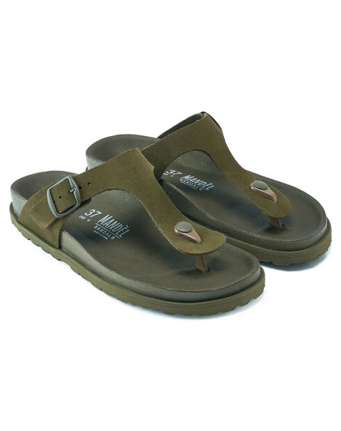 Sandales en Velours de Cuir Gala vertes