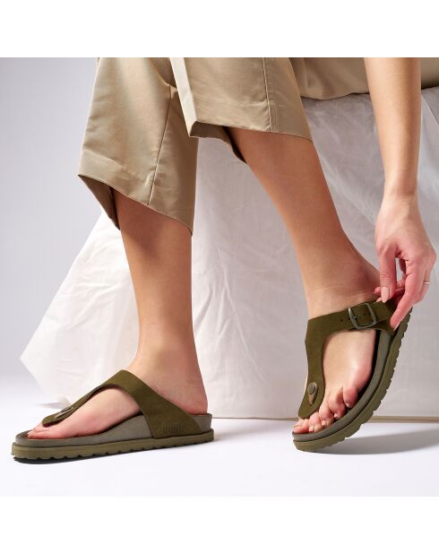 Sandales en Velours de Cuir Gala vertes