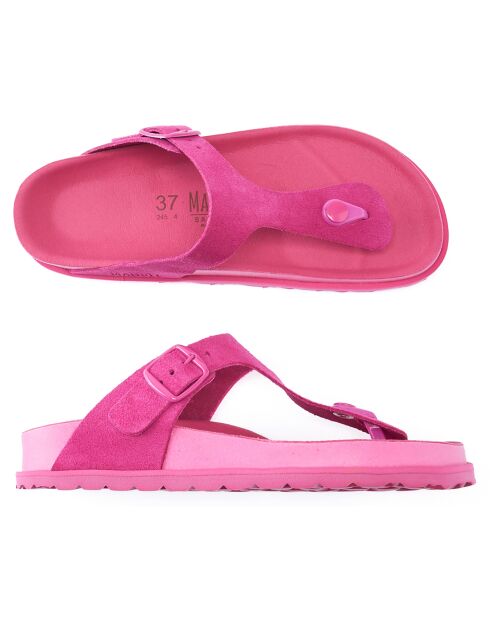 Sandales en Velours de Cuir Gala fuchsia
