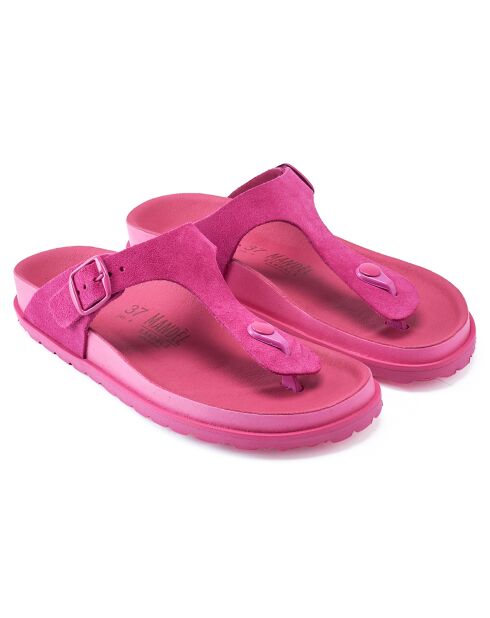 Fuchsia Gala fluwelen leren sandalen