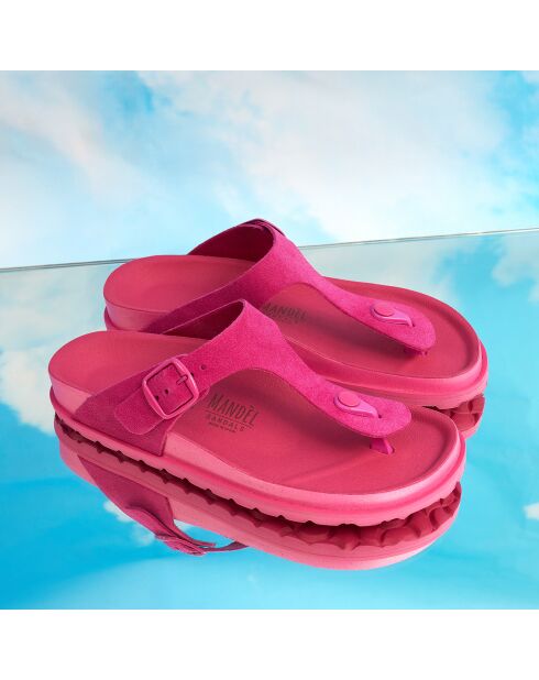 Fuchsiafarbene Gala Veloursledersandalen