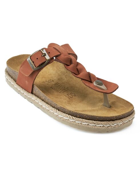 Sandalen Luna aus braunem Samt aus Leder