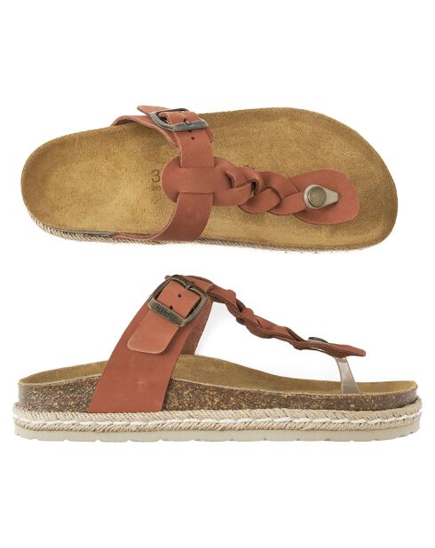 Sandalen Luna aus braunem Samt aus Leder