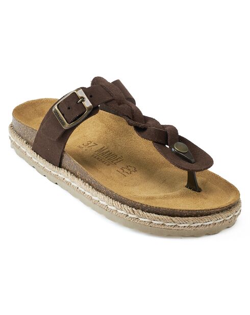 Sandales en Velours de Cuir Luna marron