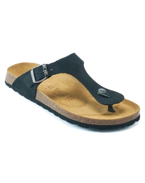 David schwarze Veloursledersandalen