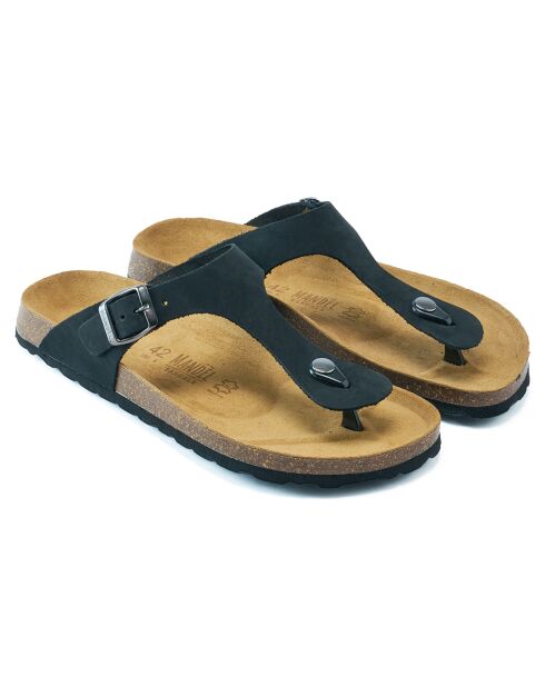 Sandales en Velours de Cuir David noires