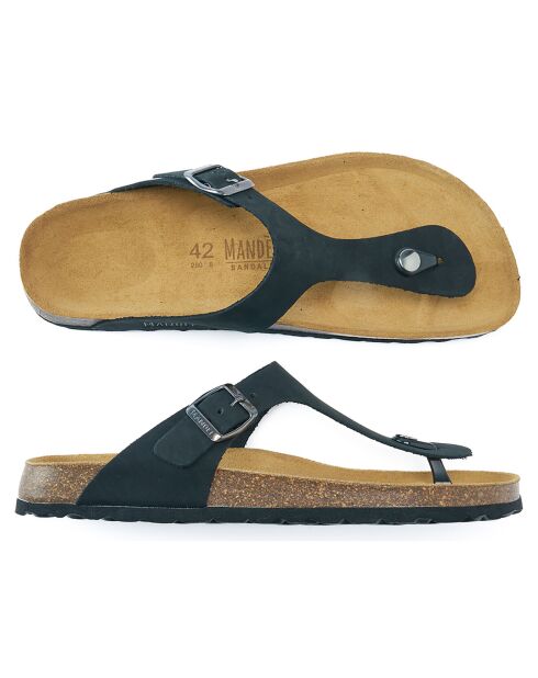 Sandales en Velours de Cuir David noires