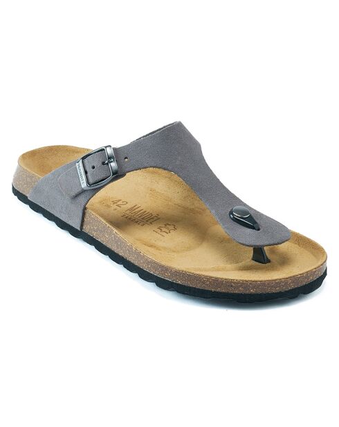 Sandales en Velours de Cuir David grises