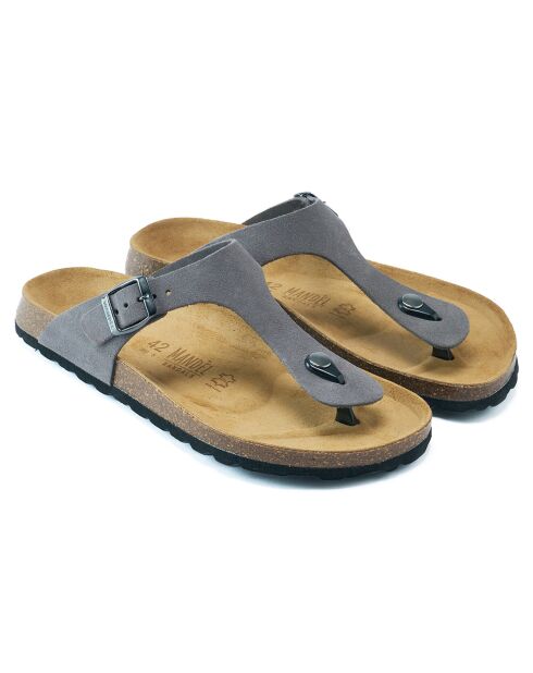 Sandales en Velours de Cuir David grises