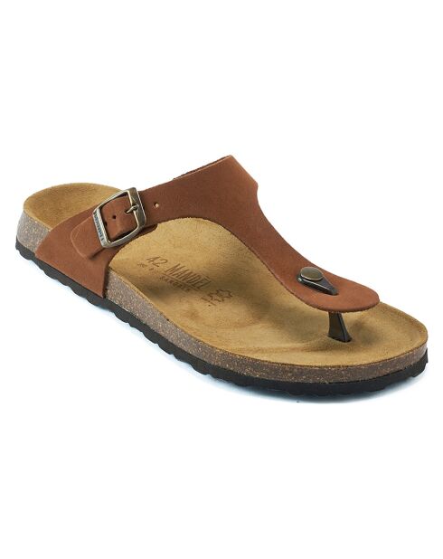 Sandales en Velours de Cuir David marron