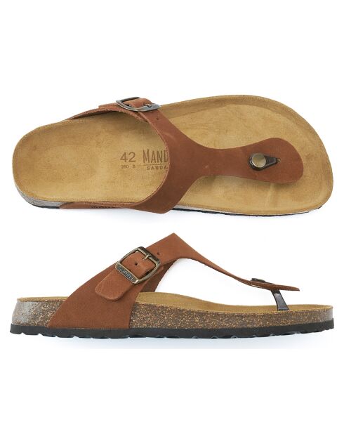 David bruine fluwelen leren sandalen