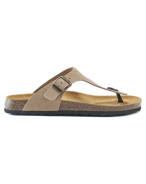 Sandales en Velours de Cuir David taupe