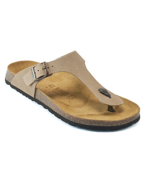 David taupefarbene Ledersandalen aus Samt