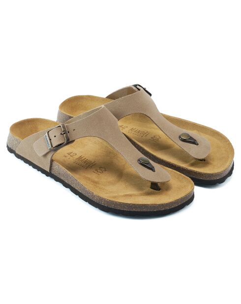 Sandales en Velours de Cuir David taupe