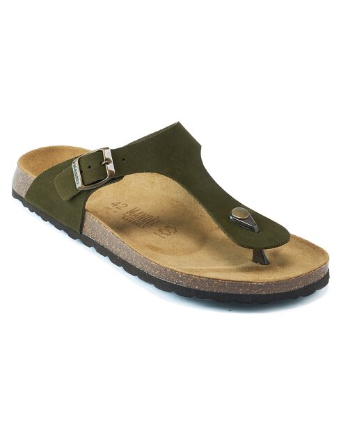 Sandales en Velours de Cuir David vertes