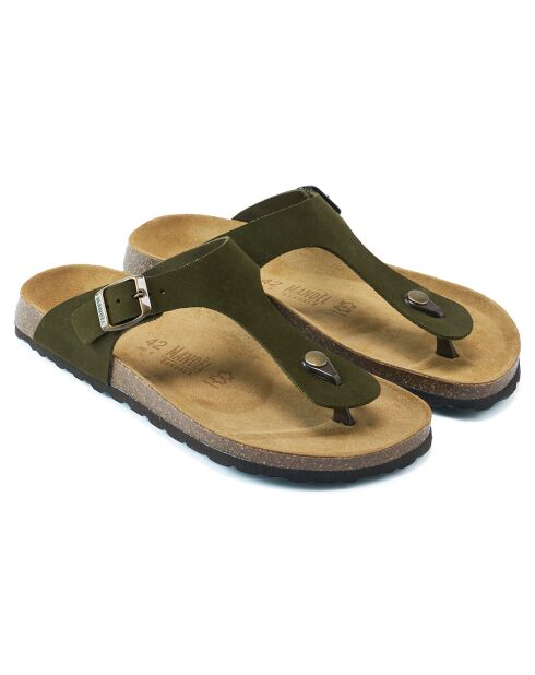 Sandales en Velours de Cuir David vertes