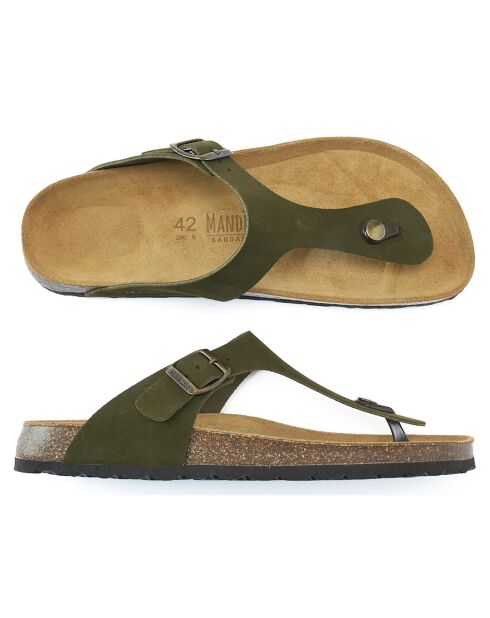 Sandales en Velours de Cuir David vertes