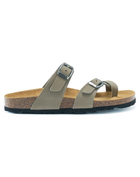 Graue Daria Velvet Ledersandalen