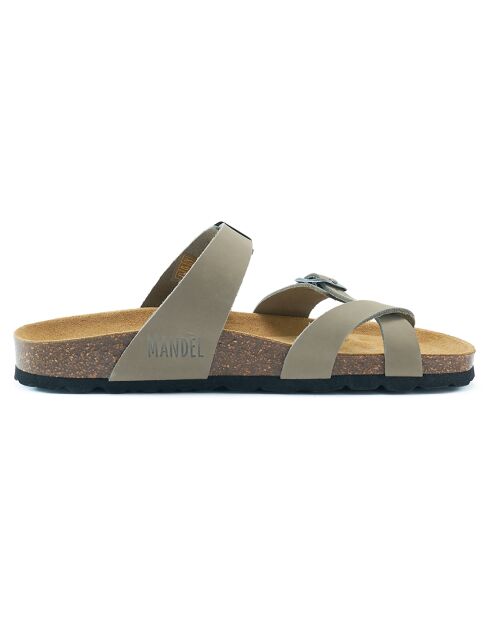 Graue Daria Velvet Ledersandalen