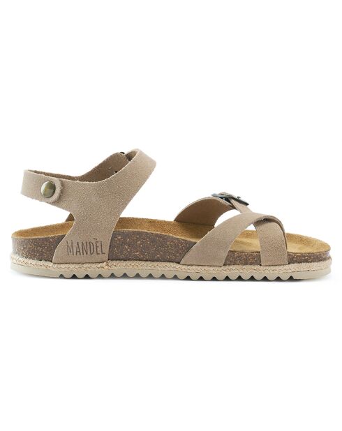 Sandales en Velours de Cuir Elisa taupe