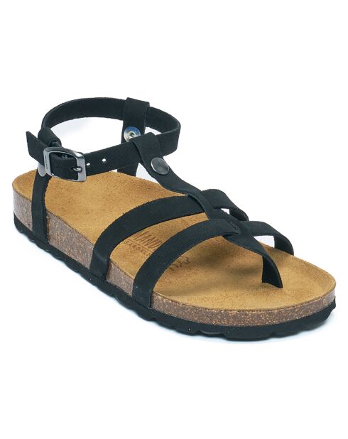 Sandales en Velours de Cuir Nina noires