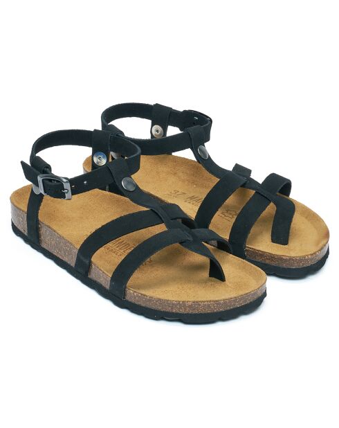 Sandales en Velours de Cuir Nina noires