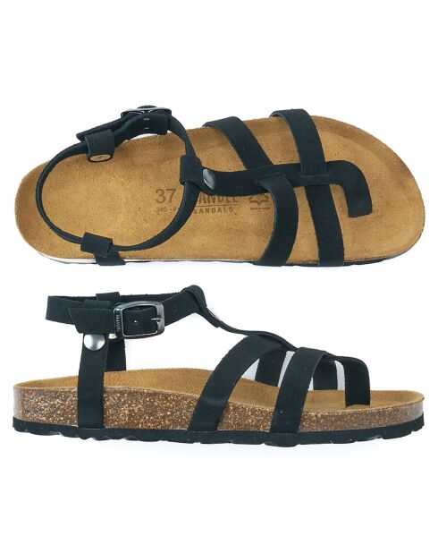 Sandales en Velours de Cuir Nina noires