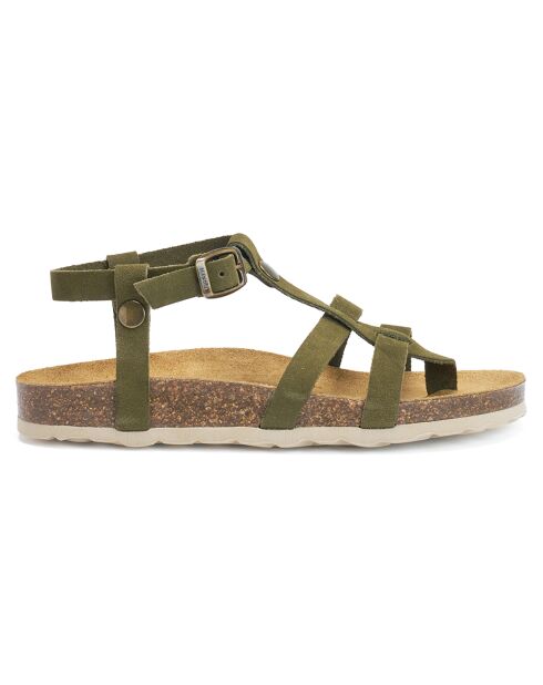 Sandales en Velours de Cuir Nina vertes