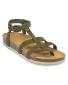 Sandales en Velours de Cuir Nina vertes