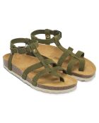 Sandales en Velours de Cuir Nina vertes