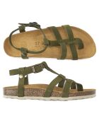 Sandales en Velours de Cuir Nina vertes