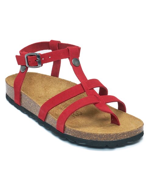 Nina rode fluwelen leren sandalen