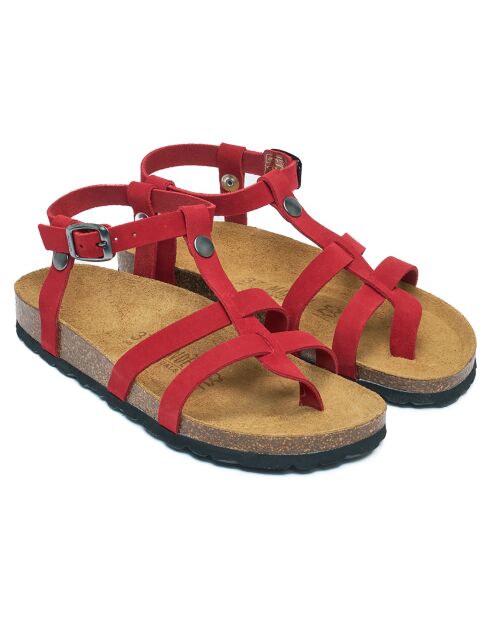 Nina rode fluwelen leren sandalen
