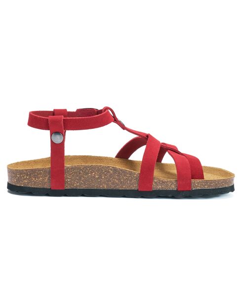 Sandales en Velours de Cuir Nina rouges
