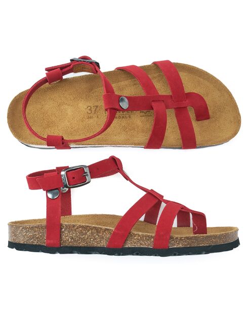 Nina rode fluwelen leren sandalen