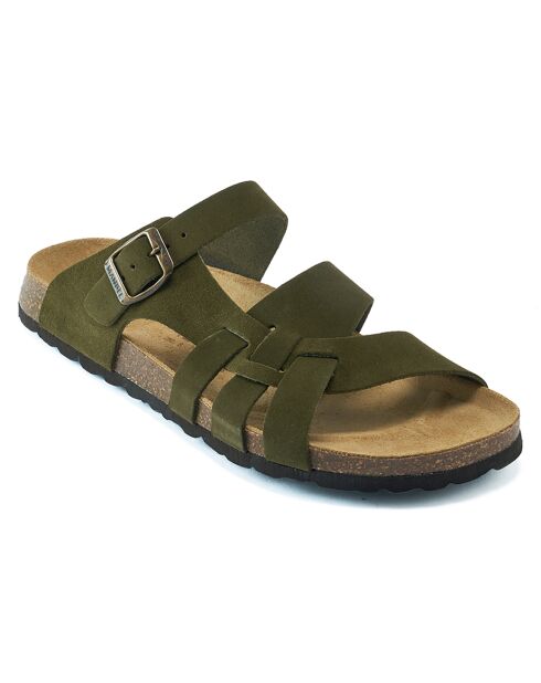 Groene Alvaro fluwelen leren muiltjes