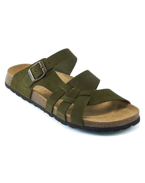 Mules en Velours de Cuir Alvaro vertes
